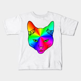 Cats Rule Rainbow Meow Kids T-Shirt